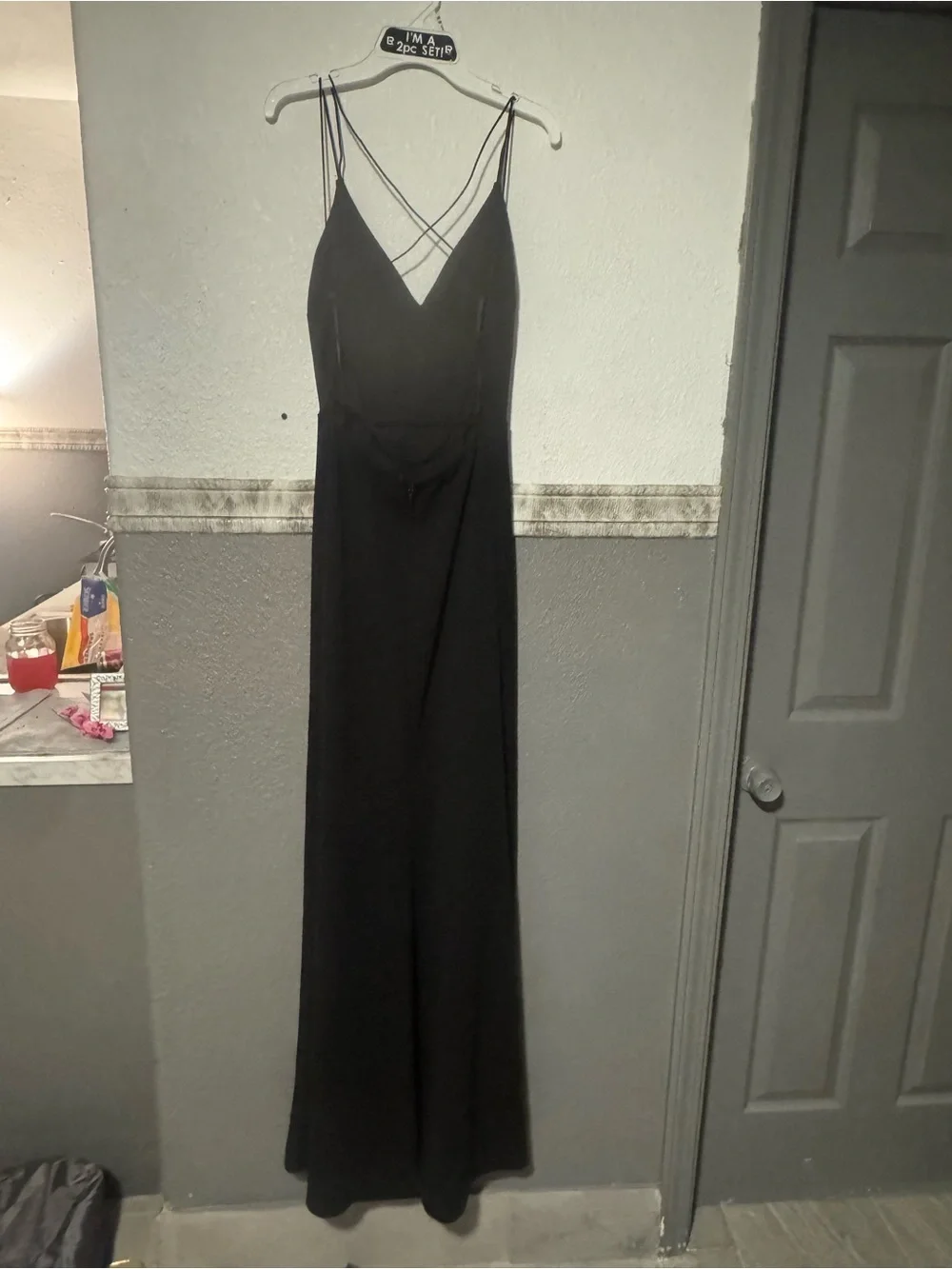 Black Women's Midi Skirt with Strappy Hem